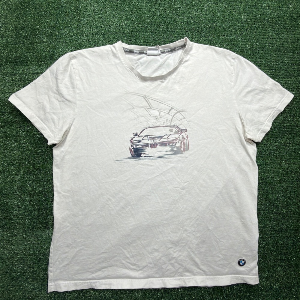 BMW 6 series Graphic T-Shirt Men XXL White Short Sleeve Car Sketch Portugal Logo